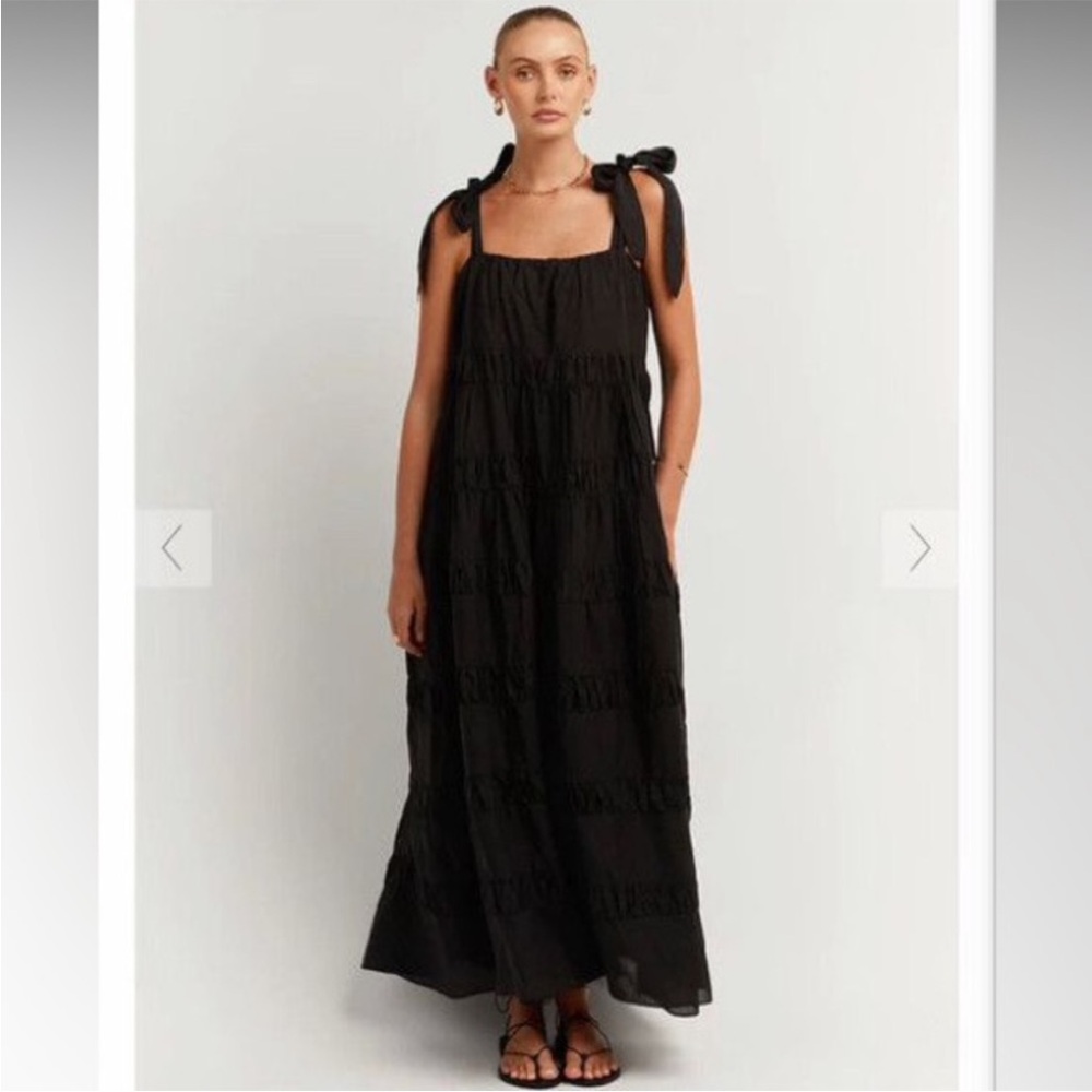 DISSH AMMA BLACK TIE MIDI DRESS, SIZE 2, NWT